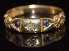 Edwardian 18ct gold ring set with diamonds and paste, Birmingham 1903, 2.6g, size L