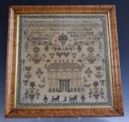 Victorian sampler by Eliza Coomber, aged 12, 1858, 34 x 32cm