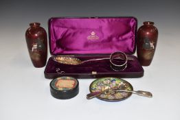 Georgian hallmarked silver berry spoon, L23.5cm, hallmarked silver napkin ring and a hallmarked