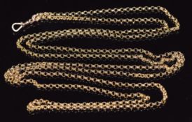 A 9ct gold guard chain, 22.5g, 140cm long