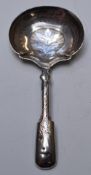Georgian hallmarked silver tea caddy spoon with bright cut decoration, Birmingham 1824, maker Joseph