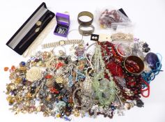 A collection of costume jewellery including earrings, necklaces, etc