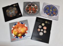 Royal Mint United Kingdom Brilliant Uncirculated Coin Sets 2005-2008 and a further 2008 Royal Shield