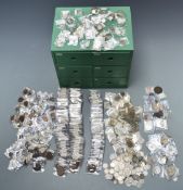 A large amateur collection of UK coinage in a modern wooden collector's cabinet, includes
