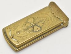 W Avery & Son of Redditch The Quadruple Golden Casket brass needle case with embossed and engraved