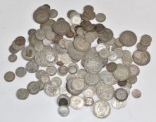 Approximately 680g of mixed UK silver coinage, George II onwards