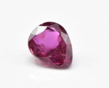 A loose 0.63ct pear mixed cut natural ruby, with certificate