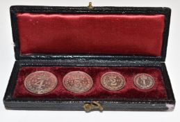 A cased set of 1892 Maundy money, Jubilee head issue