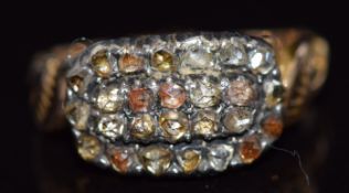 Victorian ring set with rose cut diamonds, 3.3g, size L