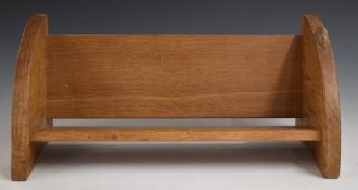 Robert 'Mouseman' Thompson carved oak book trough or shelf, L46cm