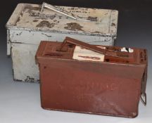 Two metal rifle ammunition cases, one for 200 rounds, the other for 400.