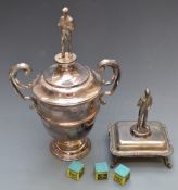 Two snooker or billiards interest silver plated trophies comprising one Sheffield & District Federal