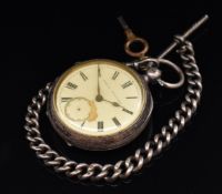Samuel Edgcumbe hallmarked silver open faced pocket watch with subsidiary seconds dial, black