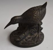 A bronze study of a Bittern bird, impressed I Bonheur to base, H10cm