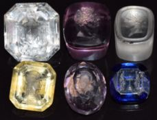 Six intaglios including amethyst and citrine