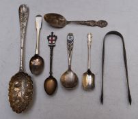 Georgian and later hallmarked silver and white metal cutlery including berry spoon, length 22cm,