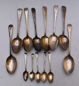 Old English pattern hallmarked silver cutlery comprising eight table spoons, (comprising six