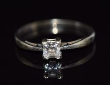 A 9ct white gold ring set with cubic zirconia, size N, 1.5g