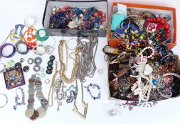 A collection of costume jewellery including necklaces, bracelets, etc