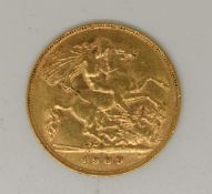 1909 Edward VII gold half sovereign