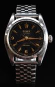 Rolex Oyster Precision gentleman's wristwatch ref. 6422 with gold hands and hour markers, Arabic
