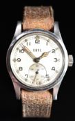 Ebel British military issue gentleman's wristwatch with subsidiary seconds dial, black Arabic