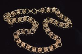A 9ct gold necklace made up of knotted links, 29.8g, 26cm long