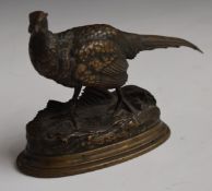 After Jules Moigniez bronze study of a pheasant on naturalistic base, signed to right hand end of