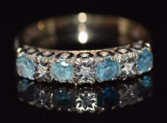 A 9ct gold ring set with topaz and diamond, 2.2g, size M/N