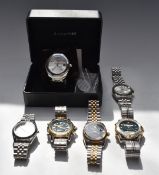 Six various gentleman's wristwatches including Accurist The Greenwich Commemoratives GMT105, in