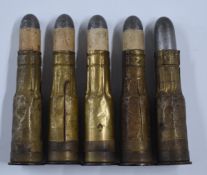 Five original .577/450 Martini-Henry rifle cartridges.  PLEASE NOTE THAT A VALID RELEVANT FIREARMS/