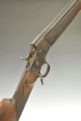 Belgian 28 bore Remington rolling block rifle with chequered grip and forend, sling suspension