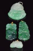 Four Chinese jade pendant, largest 2.8cm