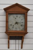 19thC longcase clock movement, dial, weight and hood, in pine case, painted Roman numerals, eight