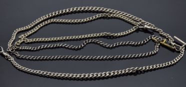 Three silver fob chains/ Alberts, 74g and one other watch chain