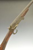 Belgian .410 single barrelled folding poacher's shotgun with chequered grip and forend and 27.5 inch