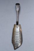 William IV hallmarked silver fiddle pattern fish slice or server, with pierced decoration, London
