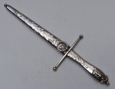 Pair of Victorian hallmarked silver novelty scissors 'The Bucham Dagger Scissors' with spring loaded