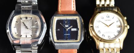 Three Seiko gentleman's automatic wristwatches ref. 7009-5230 6309-549A and 5M22-7A60.