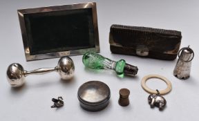 Hallmarked silver and other collectables to include photograph frame to suit 6x4 inch photo,