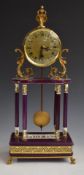 Continental style mantel clock with gilt metal mounts, H48cm, in fitted box.