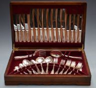 An eight place setting canteen of silver plated cutlery, width of canteen 46cm