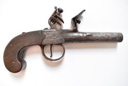 Ward & Steele flintlock pocket pistol with named and engraved lock, engraved trigger guard, shaped
