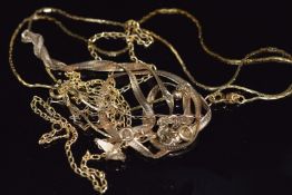 Two 9ct gold necklaces (6.2g), and an 18ct gold necklace (2.6g)