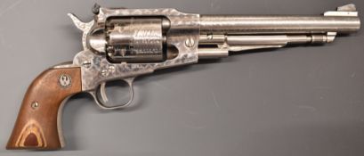 Ruger Old Army .44 six-shot single action revolver with adjustable sights, show wood grips and 7.5