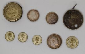 Queen Victoria 1894 Maundy penny, Edward VII 1903 Maundy twopence and penny, holed Victorian