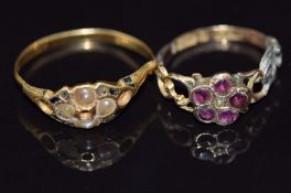 Two Victorian damaged rings, one engraved 1876, 3.1g