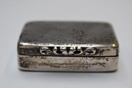 George Unite Victorian hallmarked silver snuff box, London 1866, length 5cm