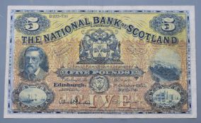 National Bank of Scotland £5 note, Edinburgh 1st October 1953, D 222 - 736