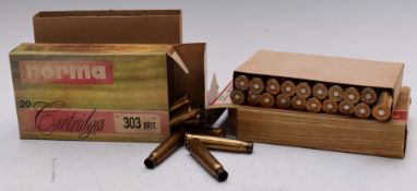 Sixty Norma .303 primed empty rifle cartridge cases, all in original boxes.